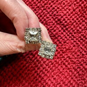 Vintage Rhinestone/Glass Screw Back Stud Earrings